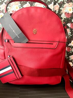 Tommy Hilfiger Black Nylon Tote with Red Trim